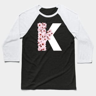 Colorful capital letter K patterned with sakura twig Baseball T-Shirt